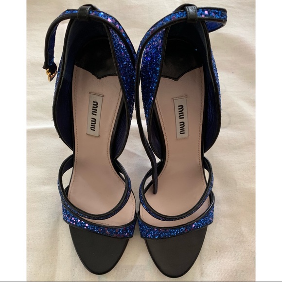 Sparkly Strappy NWT Glitter Miu Miu Heels Sz 40 - Picture 2 of 3